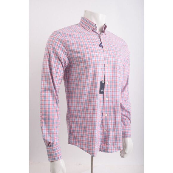 Johnnie-O Mens Novak Oxford Shirt Size S Blue Pink Plaid Long Sleeve NWT - Picture 2 of 6